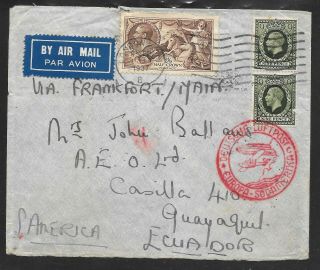 Gb 1937 Airmail Cover To Guayaquil Ecuador Via Frankfurt - Seahorse Stamp