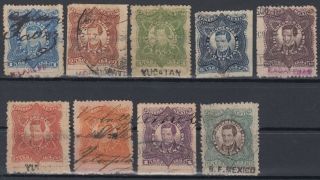 F - Ex6196 Mexico Revenue Stamp Lot.  Documentos Y Libros 1882.  1c.  10$