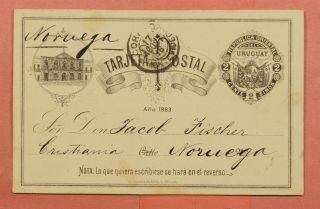 1886 Uruguay H&g 7 Postal Card Montevideo To Norway