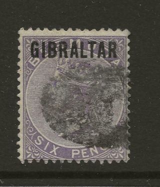 Gibraltar 1886 Qv Sg6 6d Deep Lilac Gibraltar Overprint Good Cat £225