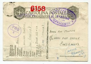 Italy 1943 Pow Prisoner Of War Camp - Censor Postcard To Scotland Uk - 4
