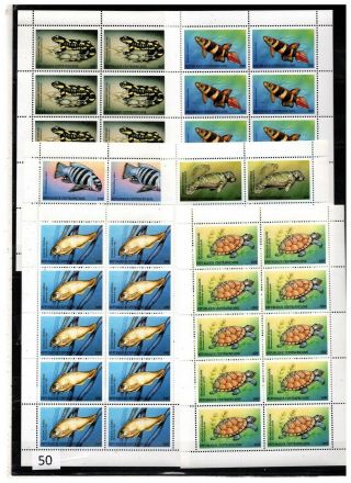 == 10x Central African Rep - Mnh - Fish - Turtle