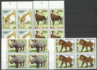 L1094 1978 Fauna African Wild Animals Rhinoceros Monkeys Giraffe 4set Mnh