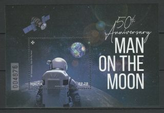 Malta 2019 Space,  Apollo 11 50th Anniversary Moon Landing Mnh Block