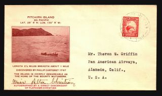 Pitcairn Islands Cover / Nz Post / Signed Alta Christian - Z16552