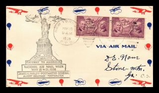 Dr Jim Stamps Us Statue Of Liberty York National Air Mail Week Cover 1938