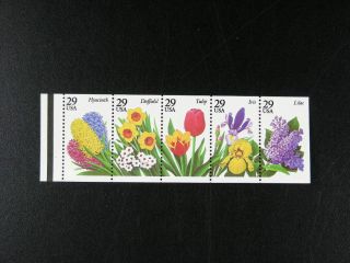 Us Scott 2764a Booklet Pane 5 Stamps 29c Flowers Never Folded S148