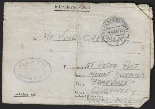1943 Channel Islands Occupation Laufen Internee Letter Sheet