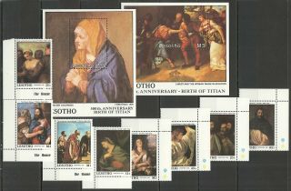 Y933 1988 Lesotho Art Birth Of Titian 742 - 49 Michel 26 Euro Set,  2bl Mnh