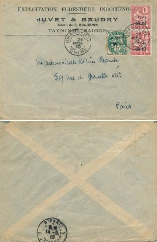 China - Shanghai 1910,  French Levant Scarce Cover To Paris,  See.  B906