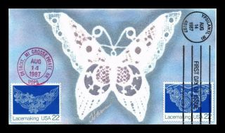 Dr Jim Stamps Us Lacemaking Combo First Day Cover Lois Hamilton Hand Painted
