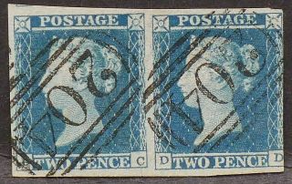 Qv Sg14 2d Blue Pair (dc - Dd) Plate 4 - Fine In Cirencester (204)