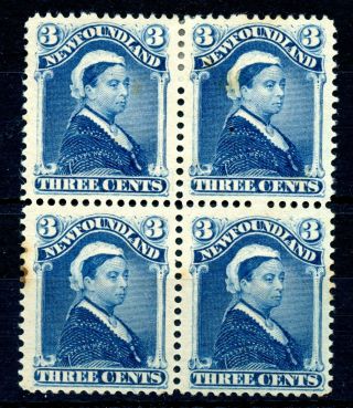 Weeda Newfoundland 49 F Mh/nh Block Of 4,  3c Blue 1896 Issue Cv $137.  50