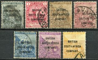 Rhodesia 1896 Cape Of Good Hope Overprints,  Sg 58 - 64,  Cv £350