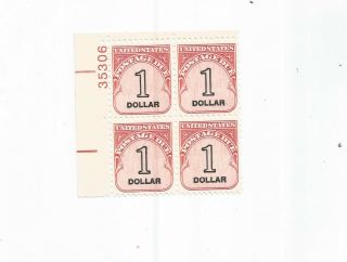 Us Scott J100,  Plateblock Of 4,  Mnh,  Og $1.  00 Stamp
