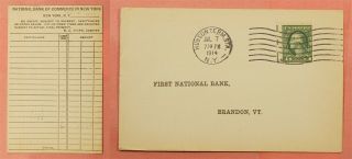 Dr Who Schermack Imperf On 1914 Ntl Bank Of Commerce Ny Postcard 118228