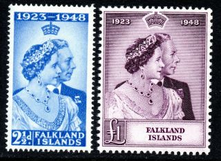 Falkland Is.  1948 Silver Wedding Sg 166 & 167 Unmounted (cat.  £92)