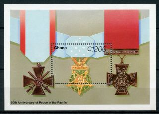 Ghana 1995 Mnh Wwii Ww2 Vj Day Peace In Pacific 1v Ss Word War Ii Medals Stamps