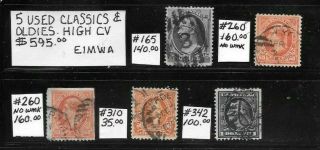 Usa 5 Classic & Oldies Stamps.  High Cv $595.  00.