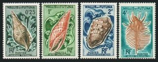 Wallis & Futuna 159 - 162,  Hinged.  Michel 193 - 196.  Seashells 1962.