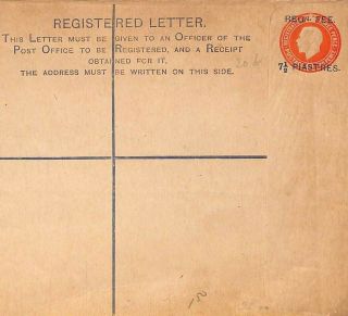 British Levant Gb Overprint Registered Letter Postal Stationery Cover 1920s C72