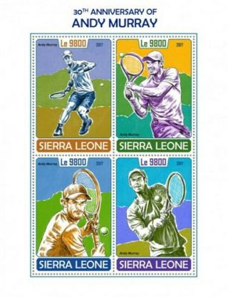 Sierra Leone - 2017 Andy Murray - 4 Stamp Sheet - Srl171001a