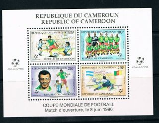 Cameroon Stamps,  1990 Soccer World Cup Souv.  Sheet 116 - 3,  Scott 851a Mnh