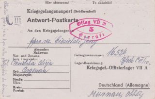 Germany - 1943 Ww2 Censored Cover To A Polish Officer Pow In Oflag Vii A Murnau