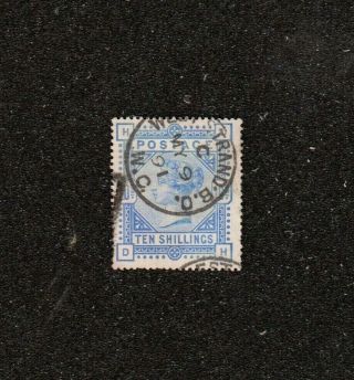 Great Britain 1884 Queen Victoria Large 10 Shillings Stamp In 1891 U.  K