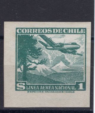 Chile 1950 - 54 Sc.  C138 Araucarian Pine & Plane Mh Imperforated Proof