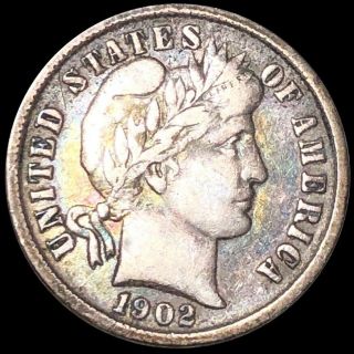 1902 Barber Silver Dime About Uncirculated High End Color Collectible Nr
