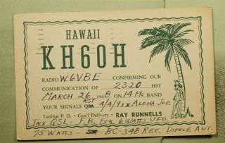Dr Who 1948 Honolulu Hawaii Prexie Qsl Ham Radio Kh6oh Postcard E43039