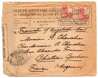 1918 Netherlands Indies To France Double Censored Cover,  Java Indonesia