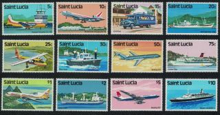 St.  Lucia Transport Aircraft Ships Cars 12v Mnh Sg 537 - 548 Mi 502 - 513