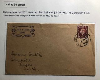 1937 Newbury England First Day Cover Fdc To Usa King George Vi Coronation