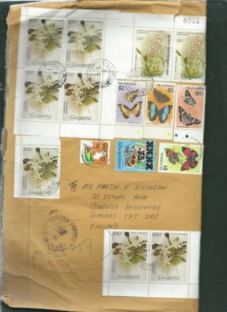 Guyana 1980s Surcharges Orchids Flowers Postally Stamps On V Large Cover
