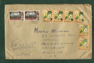 Guyana 1980s Surcharges & Overprints Flowers Postally Stamps On Cover