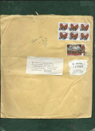 Guyana 1980s Surcharges & Overprints Butterflies Postally Stamps On Cover