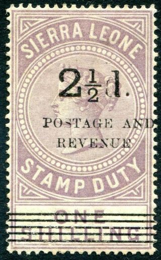 Sierra Leone - 1897 2½d On 1/ - Dull Lilac Sg 63mounted V31510