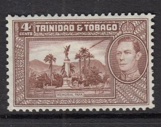 Trinidad & Tobago Sg249 1938 4c Chocolate Mtd - Comet Flaw
