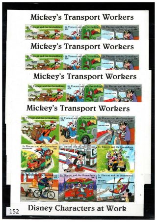St.  Vincent - Mnh - Disney - 10 Sheets - Animals,  Transportation