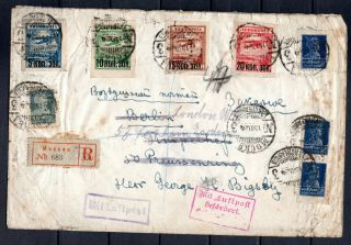Russia Soviet 1924 Registered Air Cover To Germany Berlin Forwarded To Uk Gb