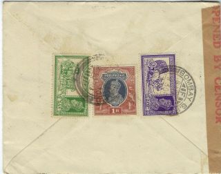 India 1940 censored airmail cover Bombay to Sumatra Netherland Indies 2