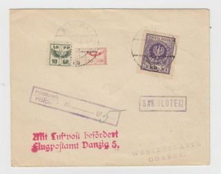 Poland: 1925 Airmail Warsaw - Westerplatte (danzig),  With 2 Lopp Stamps