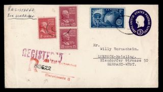 Dr Who 1955 Pasadena Ca Registered Prexie Uprated Stationery To Germany E42519