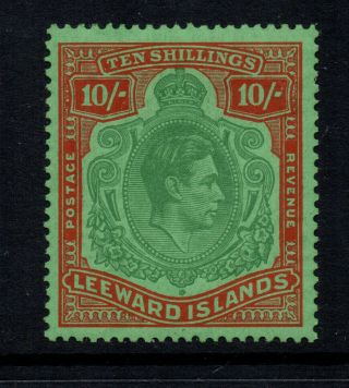 Leewards 1938/52 10/ - Green & Red On Green Kgvi - Sg 113 - Lightly Mounted