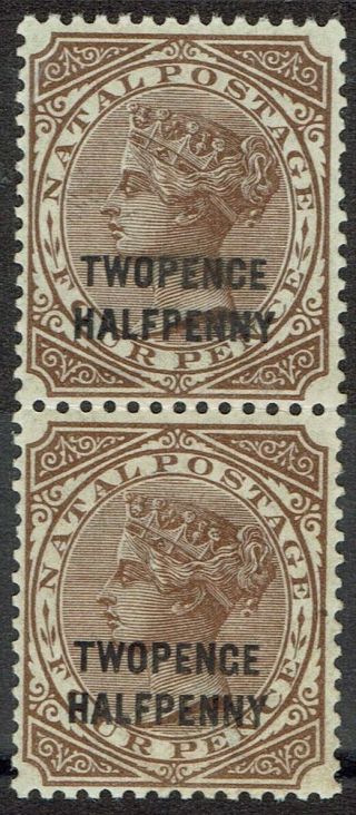 Natal 1891 Qv 21/2d On 4d Mnh Pair Variety Two Penge