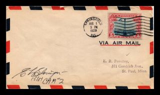 Dr Jim Stamps Us Springfield Illinois Cam 2 Air Mail Cover St Paul Backstamp