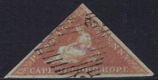 1853 Cape Of Good Hope Sg 3 1d Brick - Red On Lightly Blued Fine Cat £325.  00
