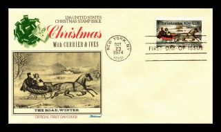 Dr Jim Stamps Us Christmas Currier Ives First Day Cover Fleetwood York